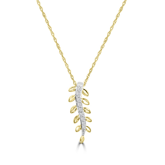 0.05 Ctw Diamond Fancy Leaf Shape Necklace