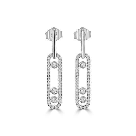 0.40 Ctw moving Diamond Paperclip Earring