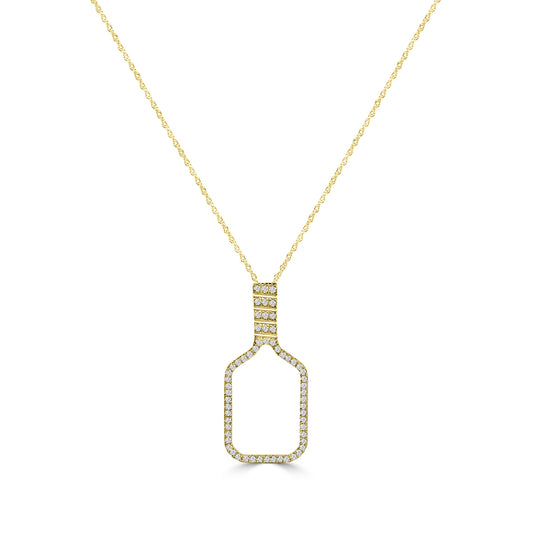 Classic Standard 4 Prong  0.24 Ctw Diamond Pickleball Pendant with Chain