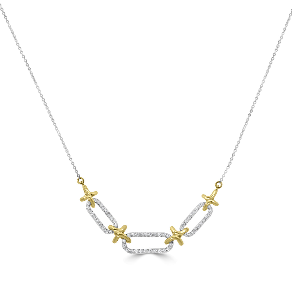 Classic Standard 4 prong 0.30 Ctw Diamond Fashion Paperclip Necklace with Chain