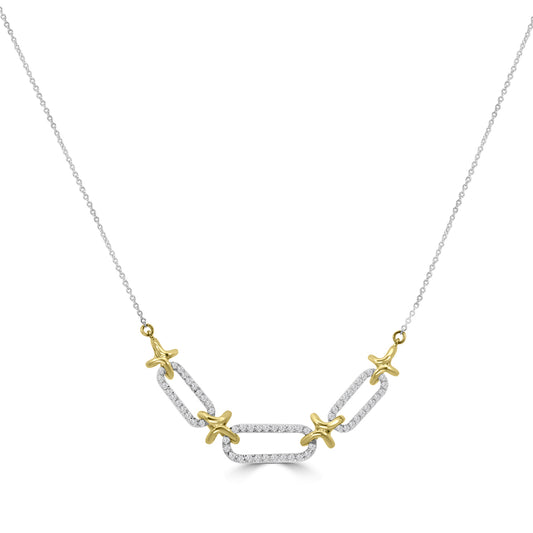 Classic Standard 4 prong 0.30 Ctw Diamond Fashion Paperclip Necklace with Chain