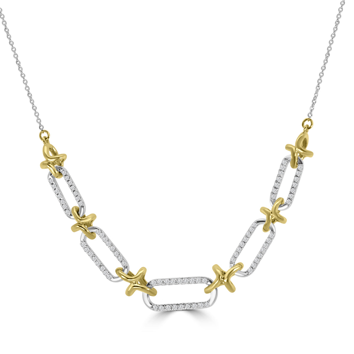 Classic Standard 4 prong 0.25 Ctw  Diamond Fashion Paperclip Necklace with Chain