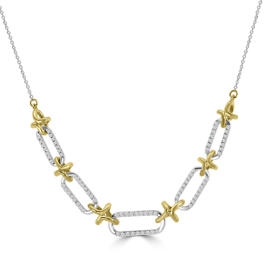 Classic Standard 4 prong 0.25 Ctw  Diamond Fashion Paperclip Necklace with Chain