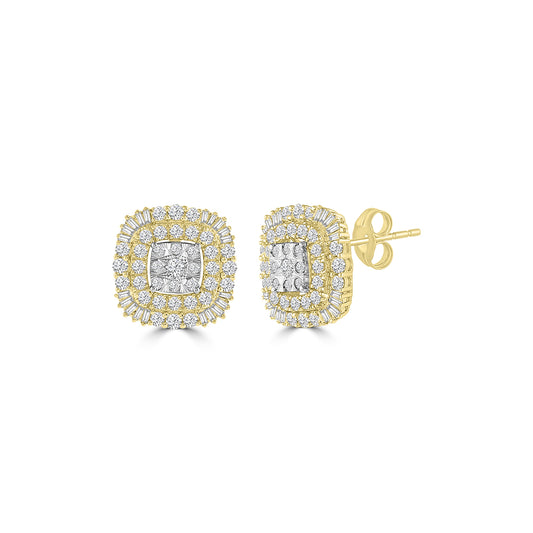 2CT DIA CUSHION AVATAR+ STUD EARRING