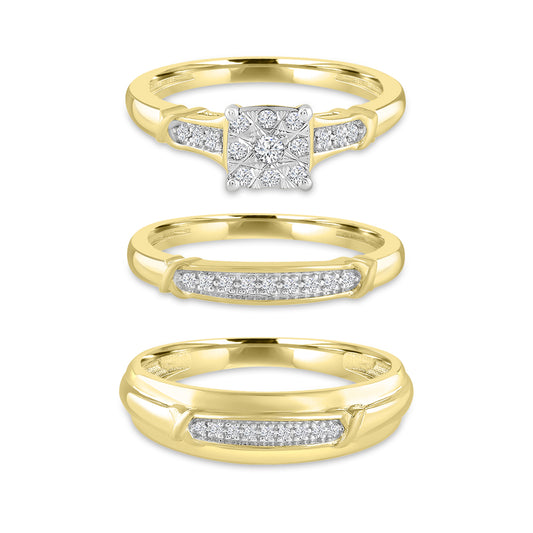 1/4CT DIA CUSH AVATAR+TRIO SET