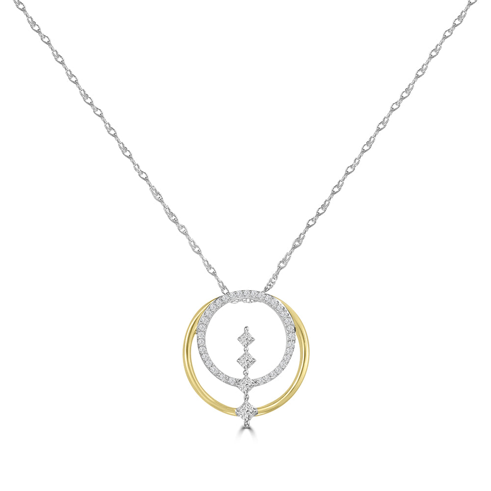 (WG+PG) 3/8 CTW P/C FASHION PENDANT W/SC&CHAIN