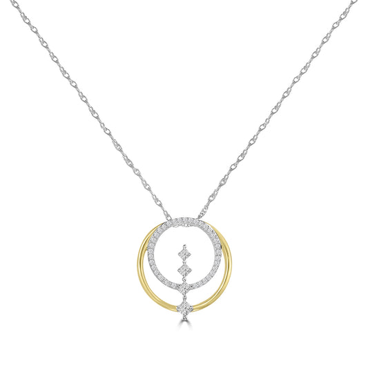 (WG+PG) 3/8 CTW P/C FASHION PENDANT W/SC&CHAIN