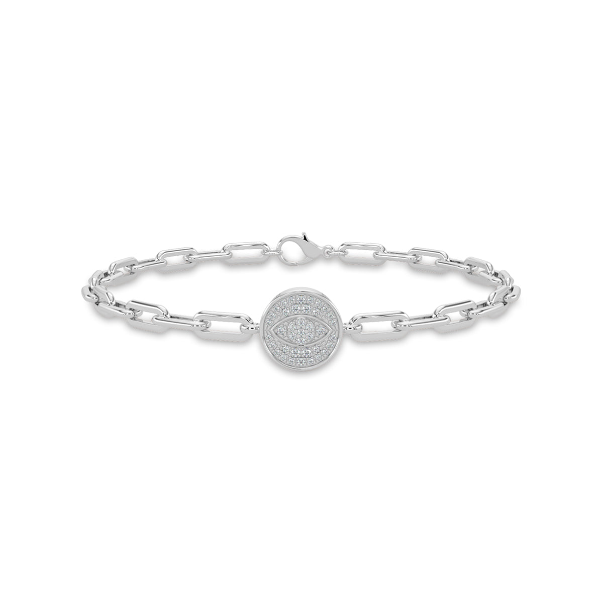 0.15 Ctw Diam Paperclip Evileye Bracelet.