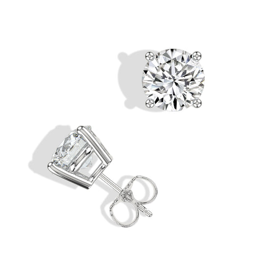 Lab Grown Diamond Classic 4 Prong 4.00 Ctw Studs with Push Back