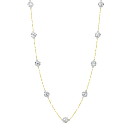 Classic  1.00 Ctw Diamond Station Necklace with 9 Stones