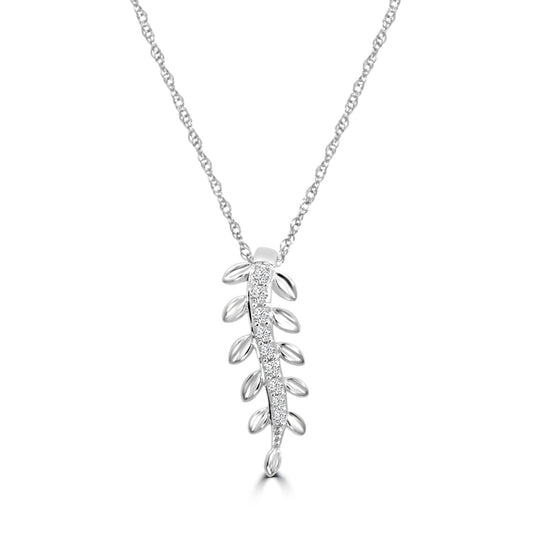 0.05 Ctw Diamond Fancy Leaf Shape Necklace