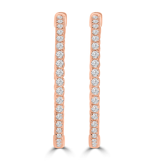 2.00 Ctw  Inside Out  Diamond Round Earring Hoop, 1.25