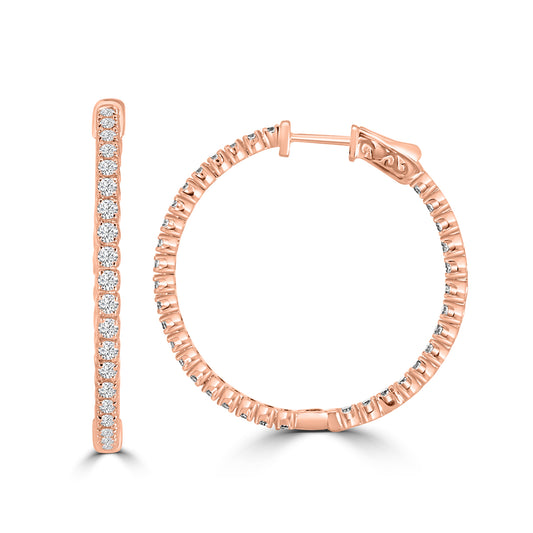 2.00 Ctw  Inside Out  Diamond Round Earring Hoop, 1.25
