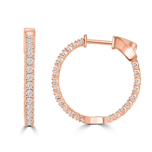 1.00 Ctw  Inside Out  Diamond Round Shape Earring Hoop, 0.85