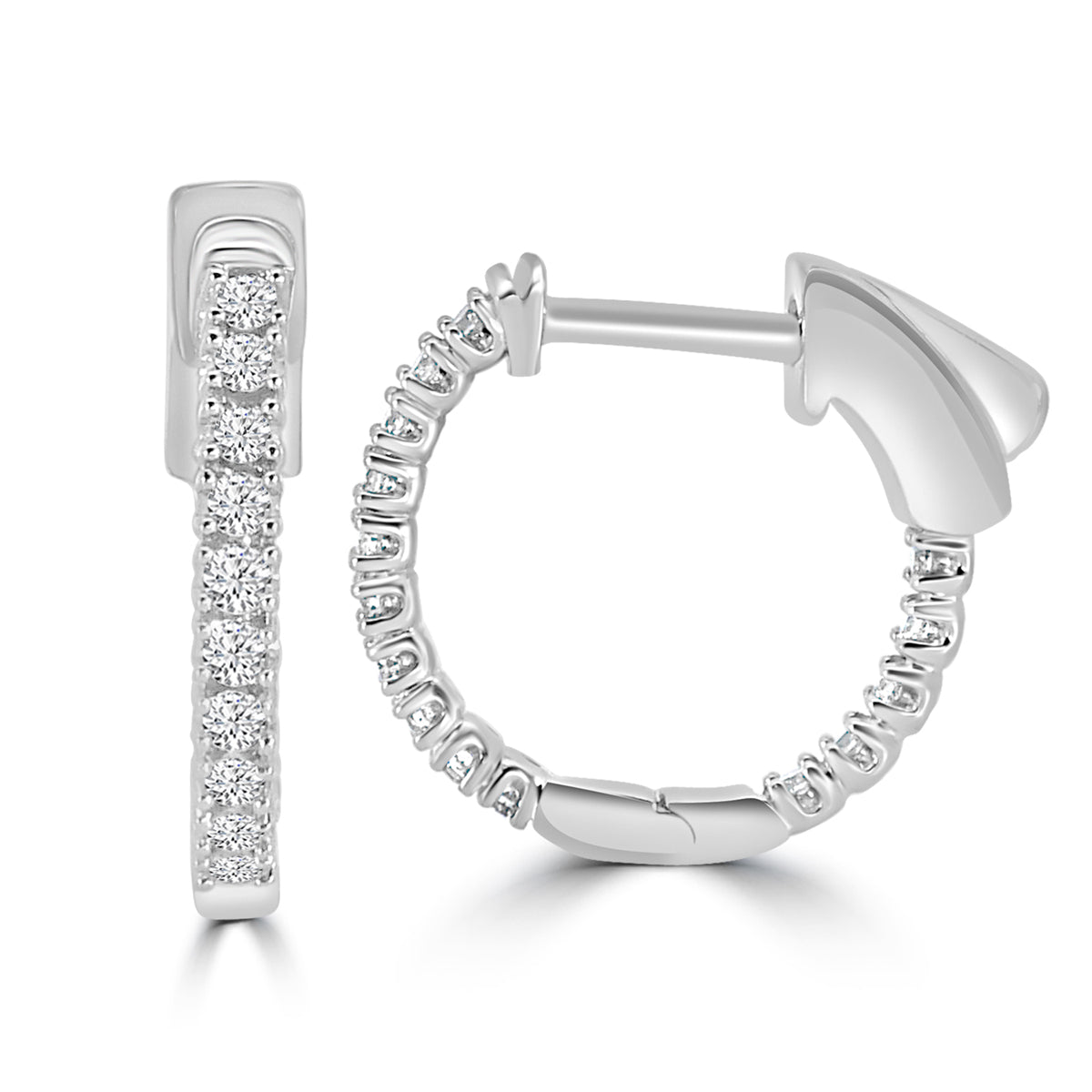 0.25 Ctw  Inside Out  Diamond Round Shape Earring Huggies