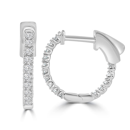 0.25 Ctw  Inside Out  Diamond Round Shape Earring Huggies