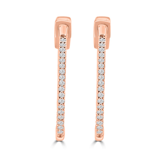 0.25 Ctw  Inside Out  Diamond Round Shape Earring Hoop, 0.80
