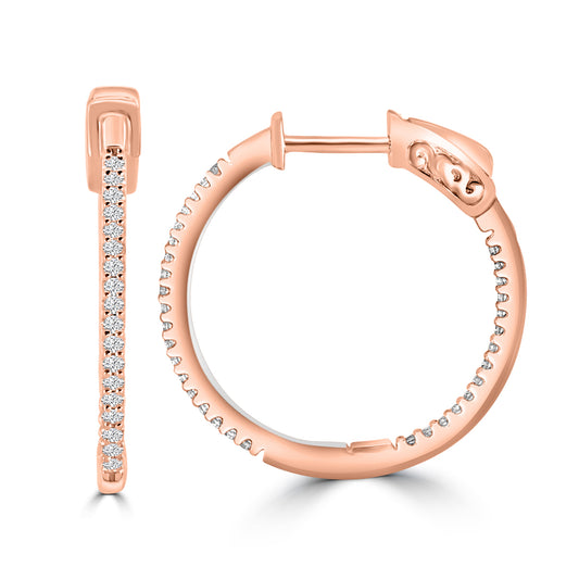 0.25 Ctw  Inside Out  Diamond Round Shape Earring Hoop, 0.80
