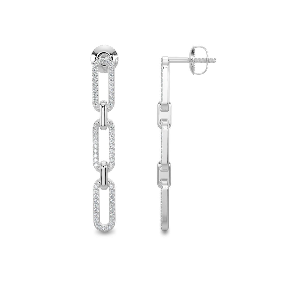 0.20 Ctw Diamond Paperclip Earrings