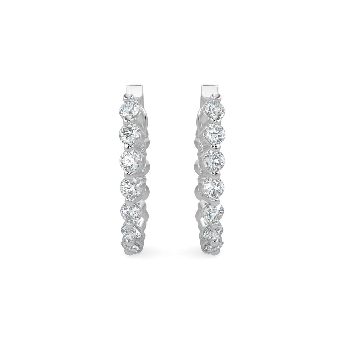 1.90 Ctw Inside Out Diamond Oval Earring Hoop