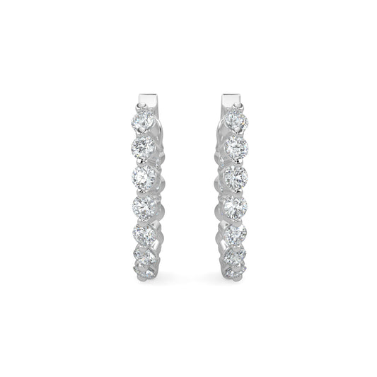1.90 Ctw Inside Out Diamond Oval Earring Hoop