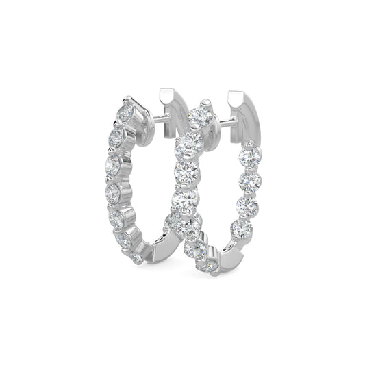 1.90 Ctw Inside Out Diamond Oval Earring Hoop