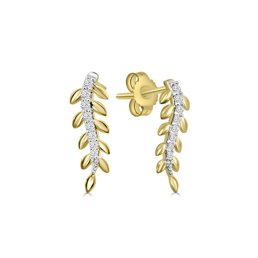 0.10 Ctw Diamond Fancy Leaf Shape Earring