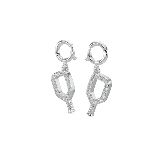 0.05 Ctw Pickleball Racquet Diamond Charm