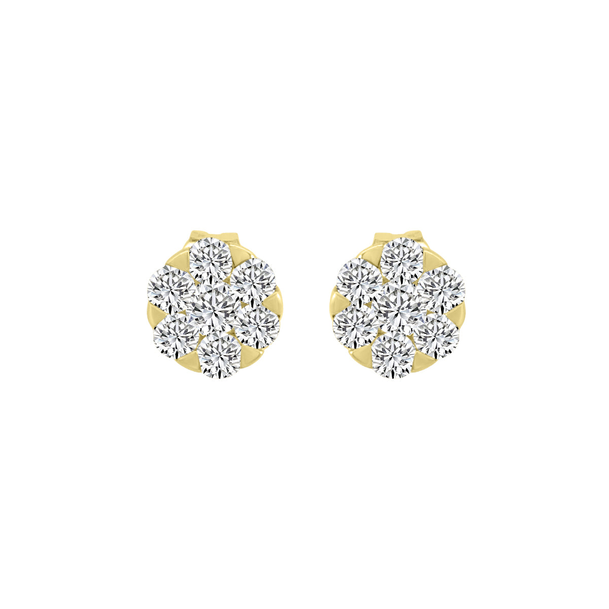 0.50 Ctw Diamond Floral Stud Earring with Push Back