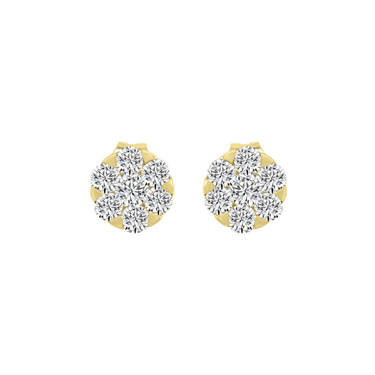 0.50 Ctw Diamond Floral Stud Earring with Push Back
