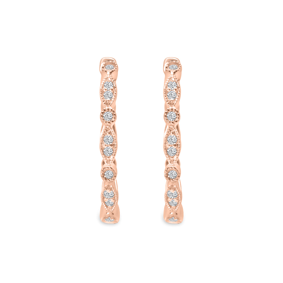 0.15 Ctw Diamond Marquise and Dot with Milgrain Oval Hoops