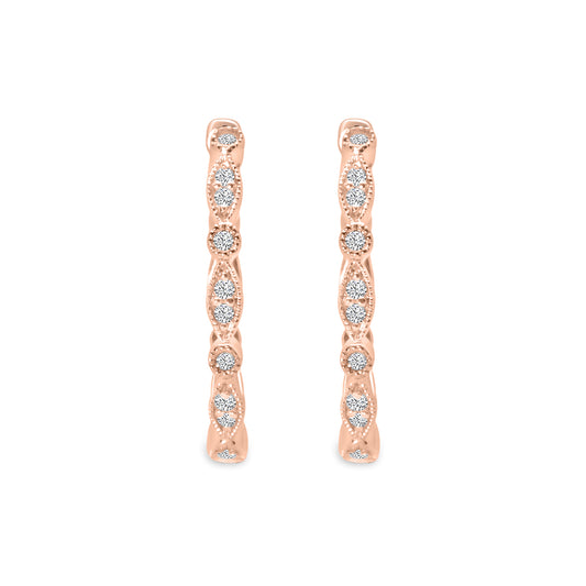 0.15 Ctw Diamond Marquise and Dot with Milgrain Oval Hoops