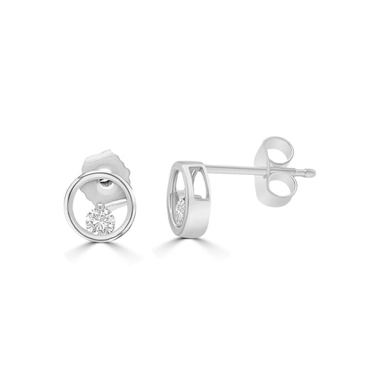 0.10 Ctw RD Diamond Circle Shaped Stud with Push Back
