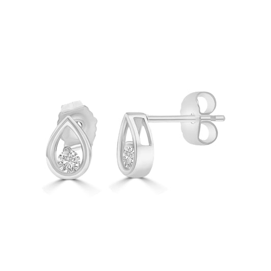 0.10 Ctw RD Diamond Pear Shaped Stud with Push Back