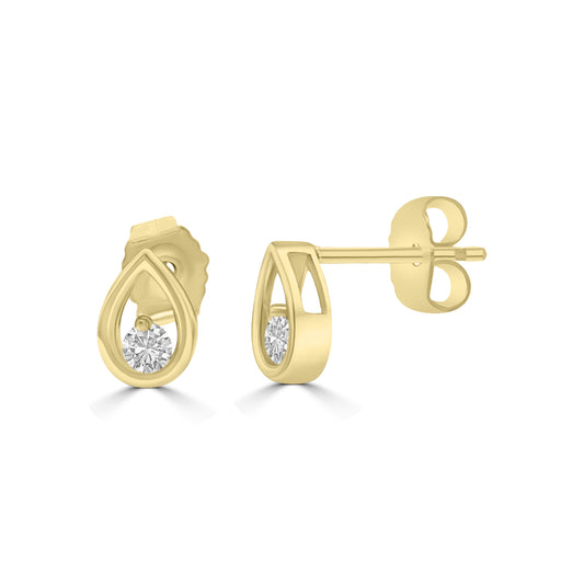 0.10 Ctw RD Diamond Pear Shaped Stud with Push Back