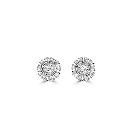0.50 Ctw Flower Earring Round Shape