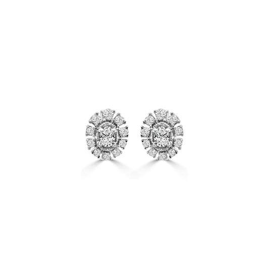 0.50 Ctw Diamond Oval Flower Earring
