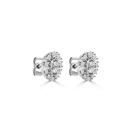 0.50 Ctw Diamond Oval Flower Earring