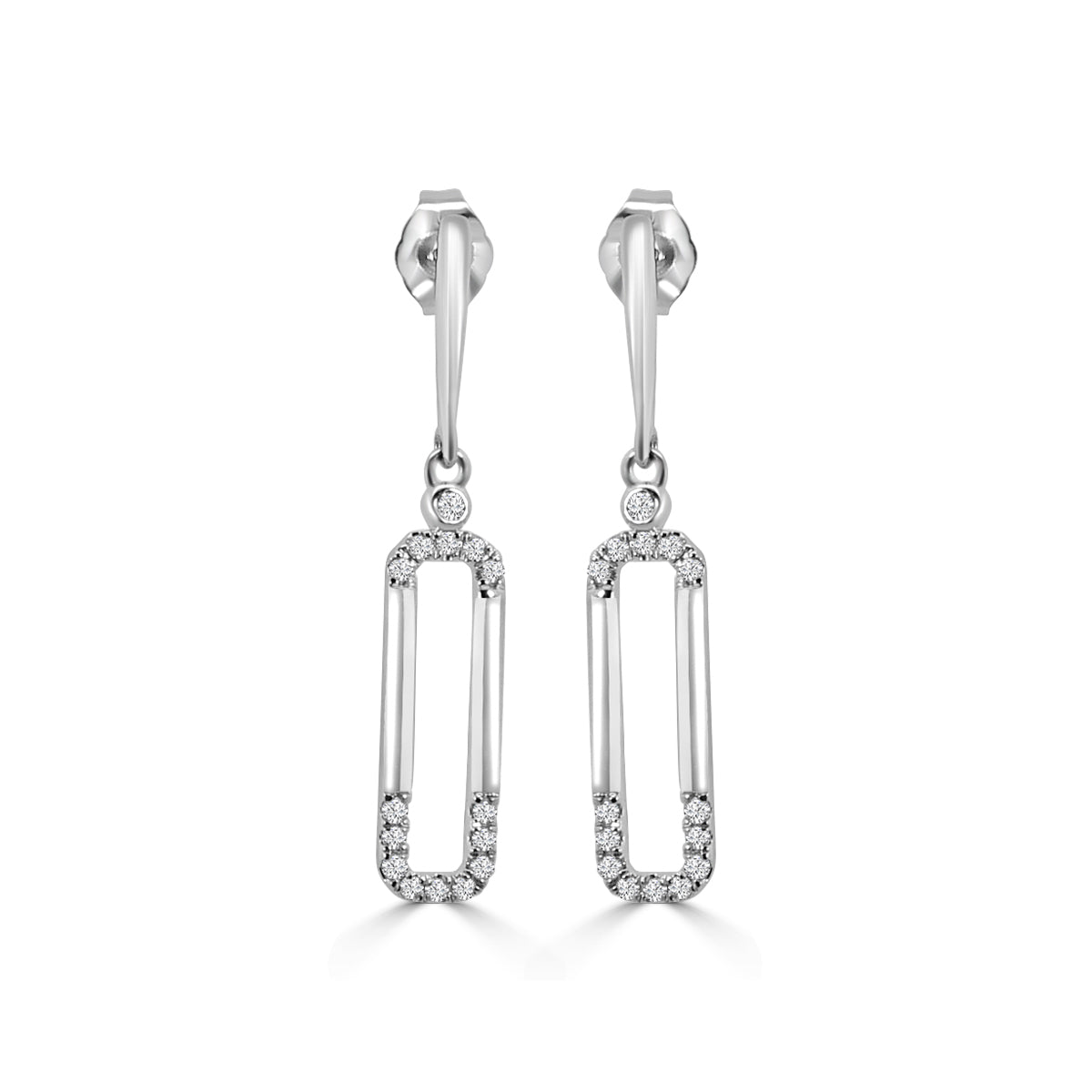 0.20 Ctw Diamond  Paper Clip Earring with Push Back