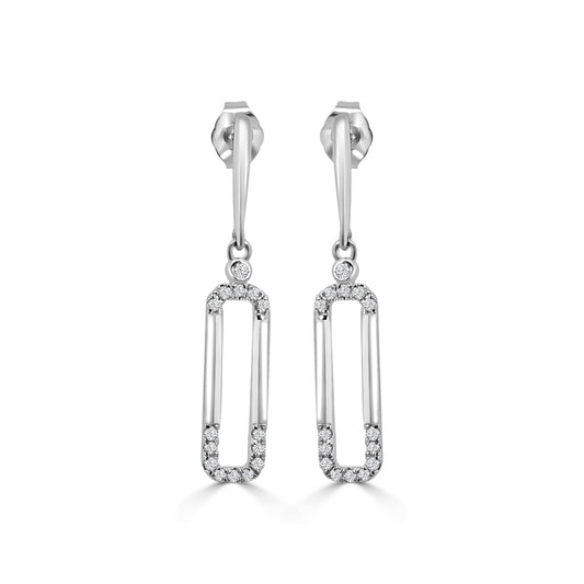 0.20 Ctw Diamond  Paper Clip Earring with Push Back
