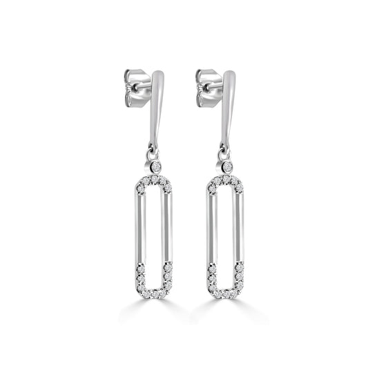 0.20 Ctw Diamond  Paper Clip Earring with Push Back
