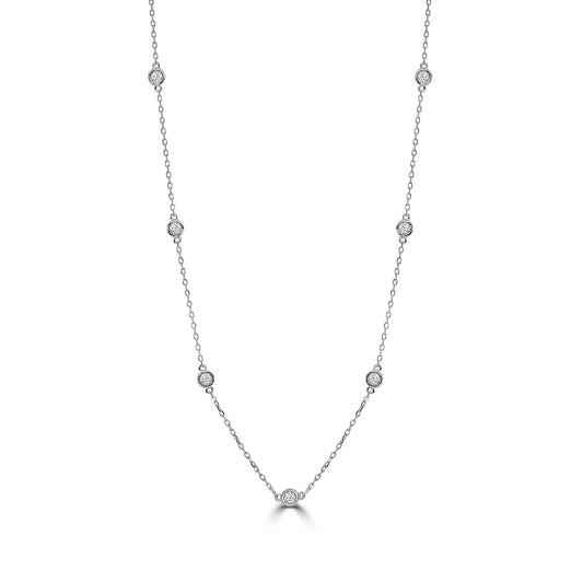 Classic 0.50 Ctw Diamond Station Necklace with 10 Stones