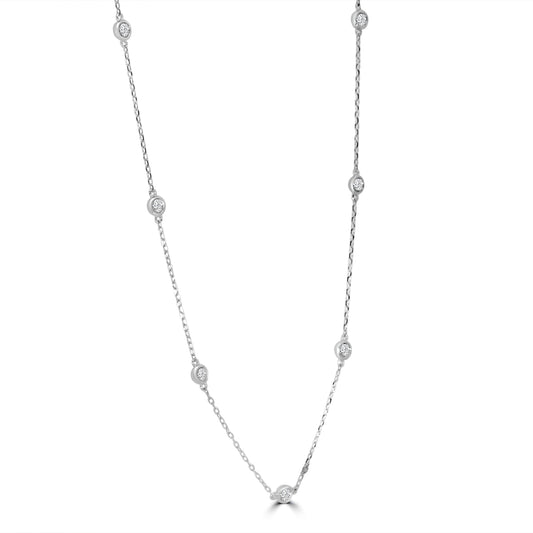 Classic 0.50 Ctw Diamond Station Necklace with 10 Stones
