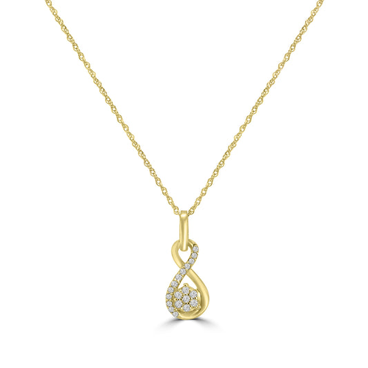 0.08 Ctw Diamond Infinity Shape Cluster Pendant with Chain