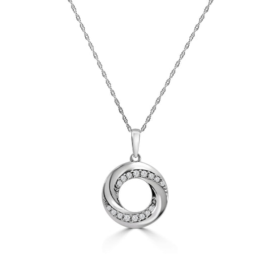 0.15 Ctw Diamond Circle Pendant with Chain