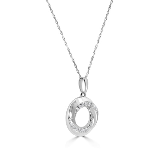 0.15 Ctw Diamond Circle Pendant with Chain