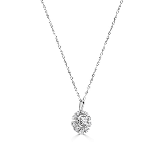 0.25 Ctw Flower Necklace Round Shape
