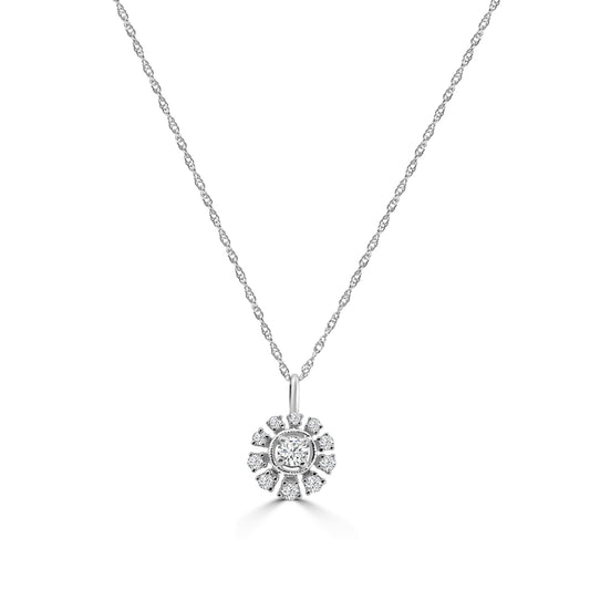 0.25 Ctw Flower Necklace Round Shape