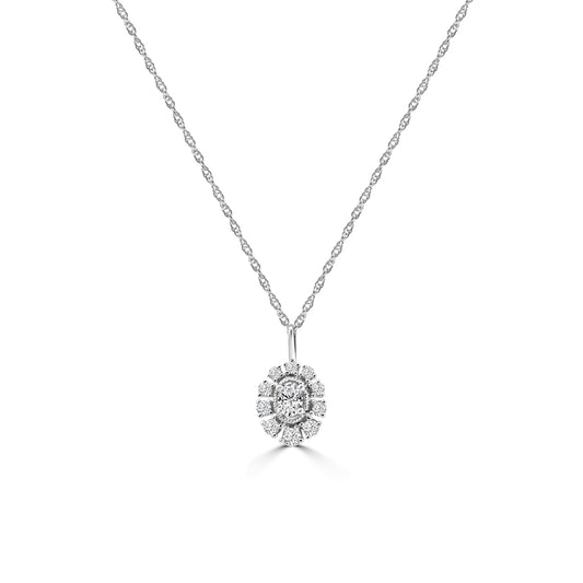 0.25 Ctw Flower Necklace Oval Shape
