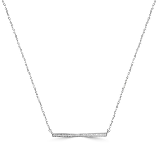 Classic 4 Prong 0.10 Ctw Diamond Bar Necklace with Chain